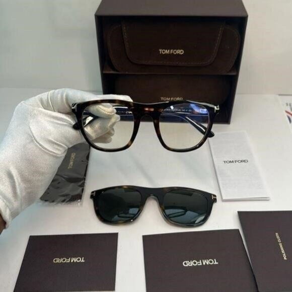 New Authentic Tom Ford FT5895-B 052 Dark Havana square Sunglasses - Picture 5 of 12